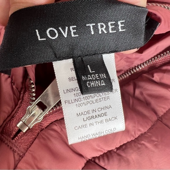 Love tree Sherpa lined puffer jacket size large, dusty rose color, hooded jacket - Picture 3 of 9